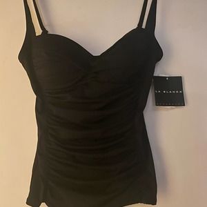 Black ruched swimsuit top